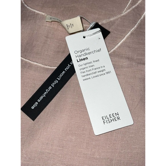 Eileen Fisher Organic Handkerchief Linen Powder Pink Tank Dress W/Slip $248 - Picture 6 of 14